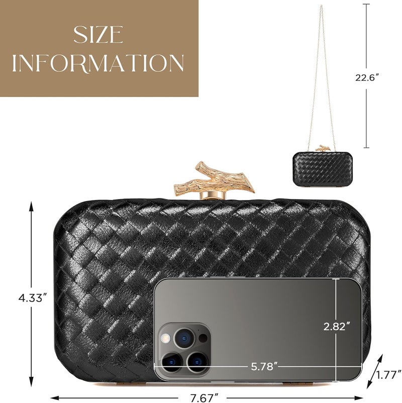 CHUNLI Clutch Purses for Women Evening/Wedding Chic Woven Bag Formal PU Leather Purse Designer Handbags for Women - Image 4